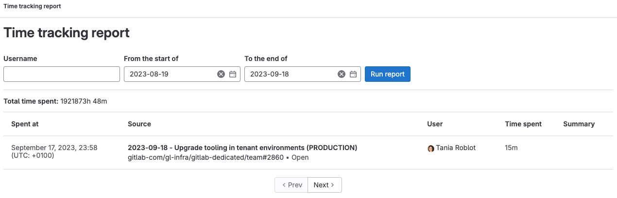 global time tracking report